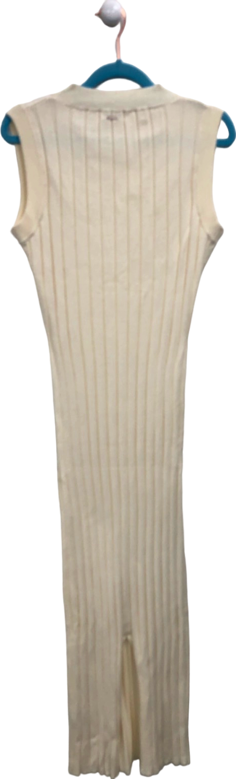 LOUNGE Cream Ribbed Knit Dress XS