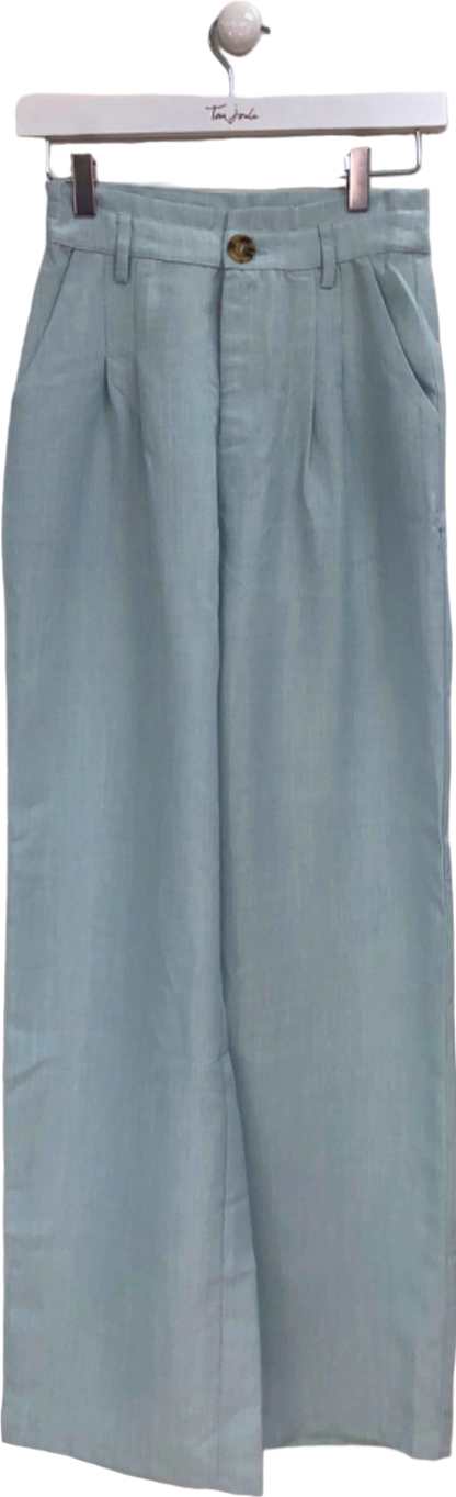 Fashion Nova Light Blue High-Waist Wide Leg Trousers UK S