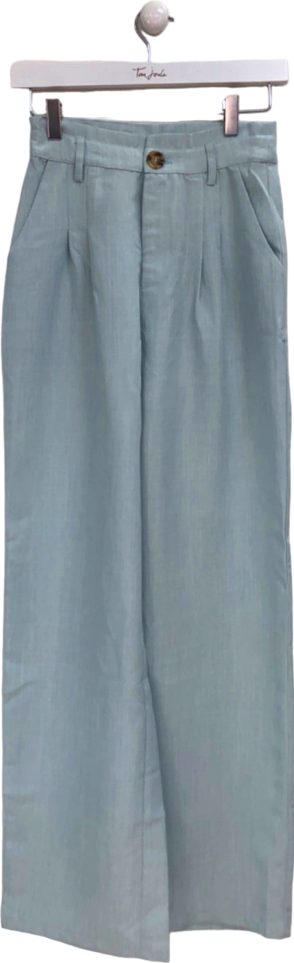 Fashion Nova Light Blue High-Waist Wide Leg Trousers UK S