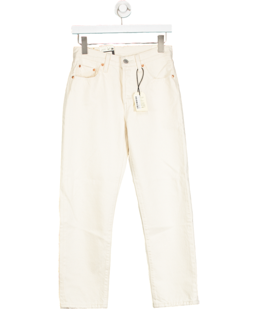LEVI'S Cream Ecru 501 Cropped Jeans L26 W25
