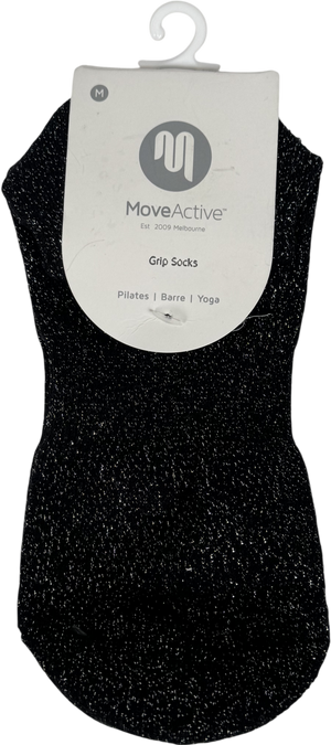 Move Active Low Rise Grip Socks - Black Sparkle Frill UK M