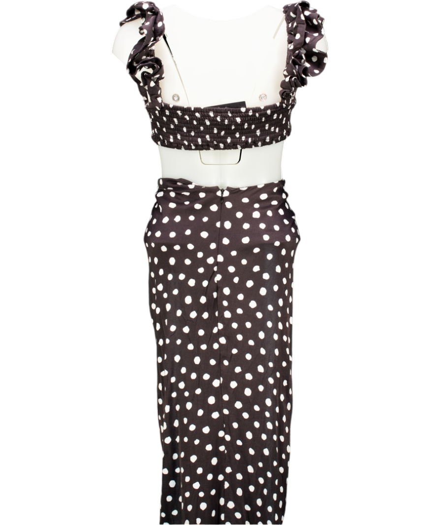 Majorelle Black Polka Dot Crop Top And Skirt Set UK M