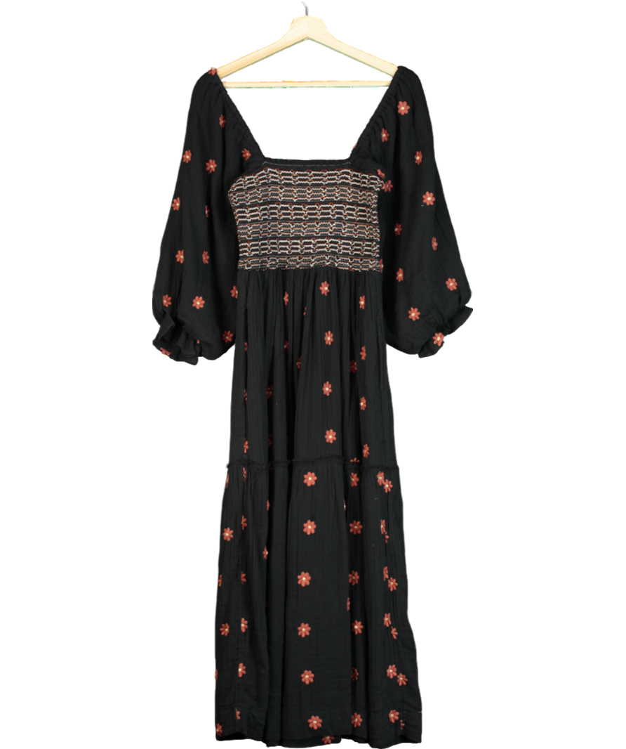 Free People Black Dahlia Embroidered Maxi Dress UK XS