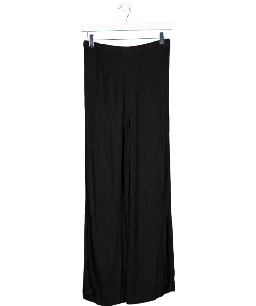 Whistles Black Wide Leg Lightweight Textured Trousers UK 10