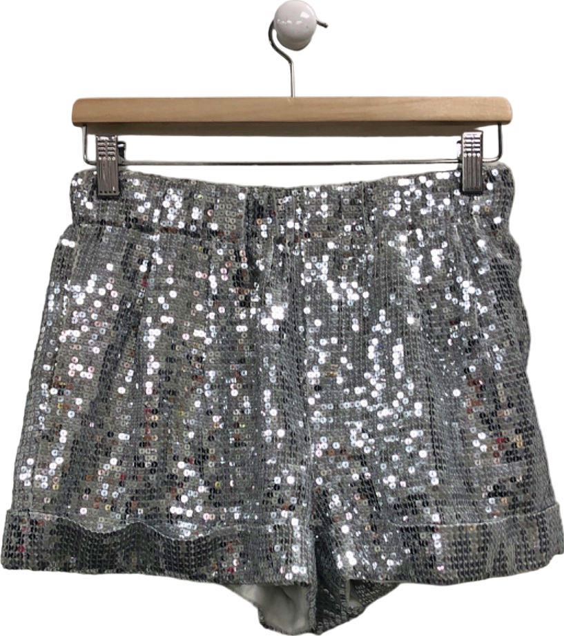 Alice + Olivia Silver Sequin Shorts