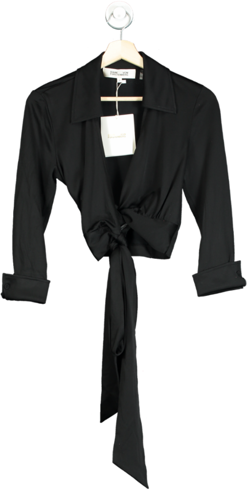 Diane Von Furstenberg Black Bobbie Wrap top UK S