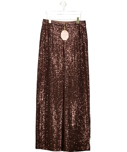 Monsoon X Sarah Corbett-winder Wide Leg Sequin Trousers Bronze UK 16