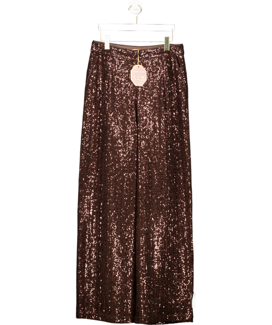 Monsoon X Sarah Corbett-winder Wide Leg Sequin Trousers Bronze UK 16