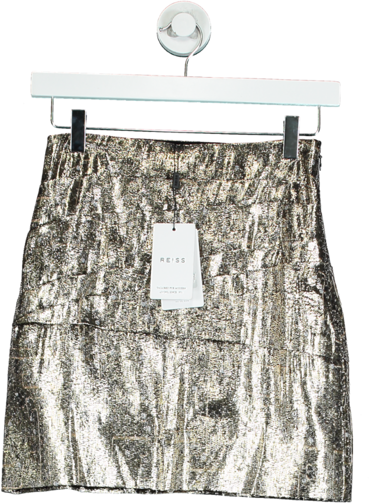 REISS Miller Metallic Mini Skirt UK 4