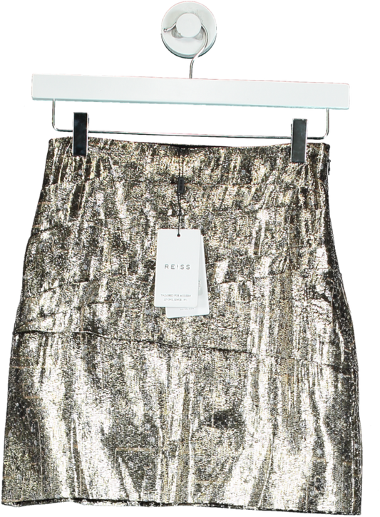 REISS Miller Metallic Mini Skirt UK 4