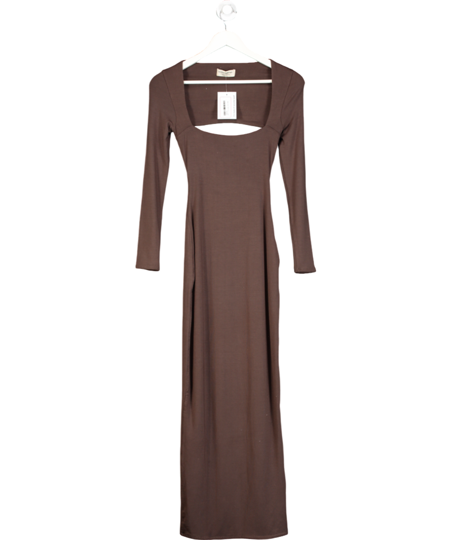 running errands Chocolate Brown Backless Maxi Dress UK 8