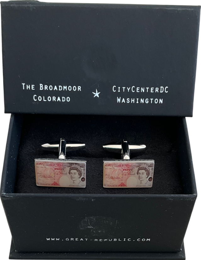 The Broadmoor Metallic Banknote Cufflinks One Size