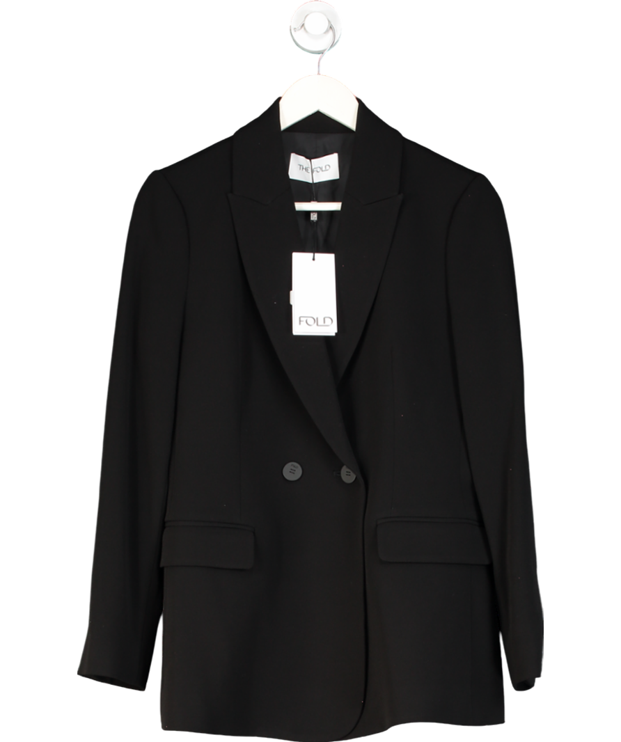 THE FOLD Black Clever Crepe Knighton Jacket UK 10