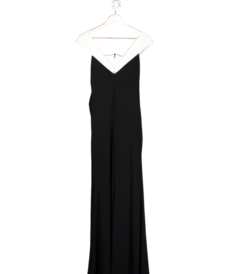Club L Black In Bloom Bardot Maxi Dress With Flower UK 10