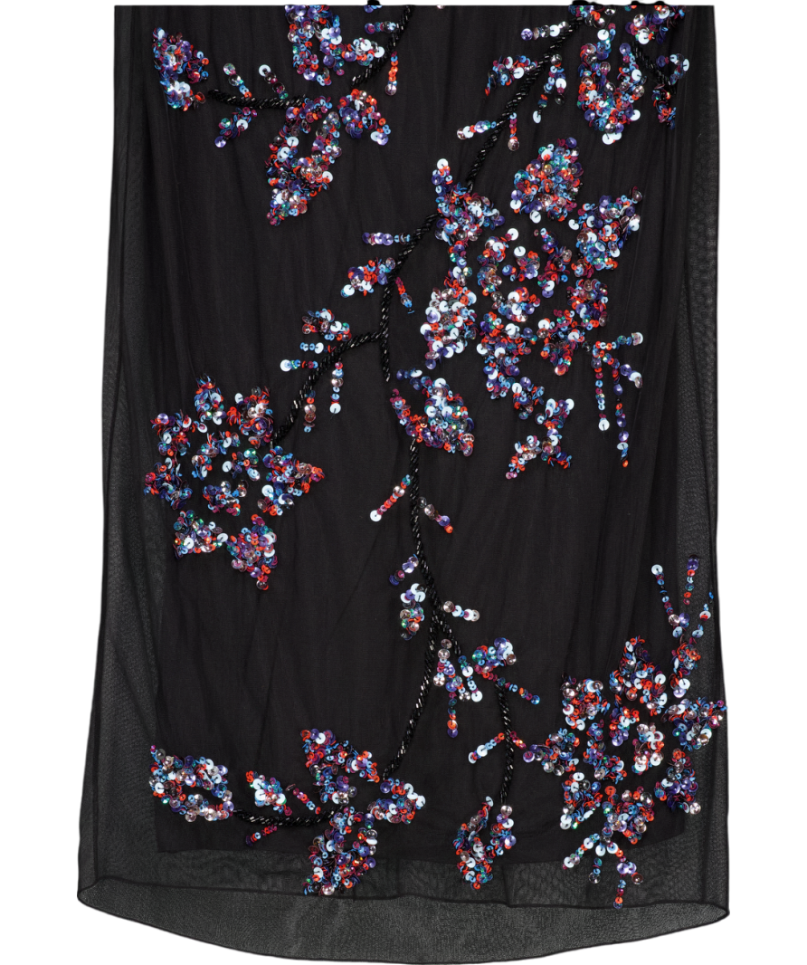 Pinko Black Floral Sequin Skirt UK S