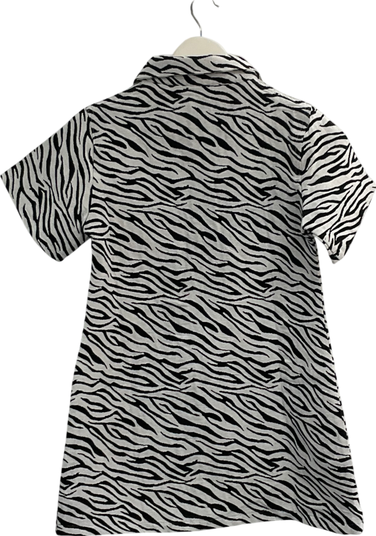 Ghospell White Zia Zebra Mini Dress UK S