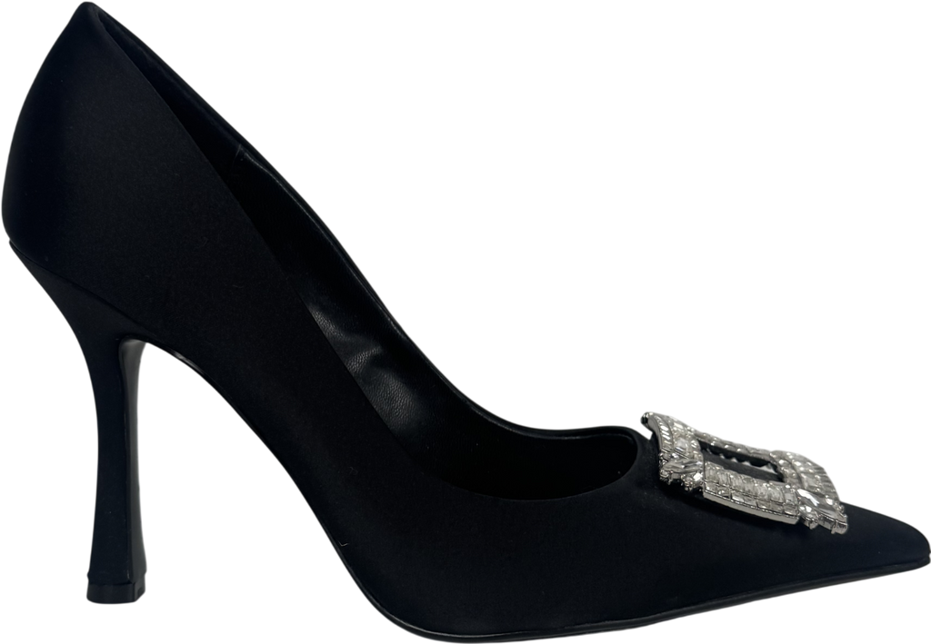 Club London Black Satin Pointed Court Heels UK 3 EU 36 👠