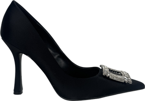 Club London Black Satin Pointed Court Heels UK 3 EU 36