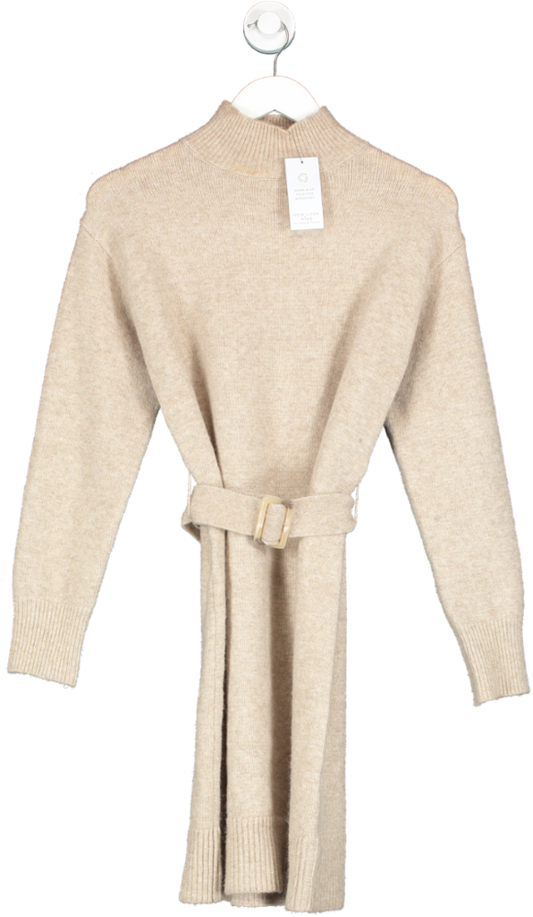 New Look Beige Knitted Belted Dress UK S