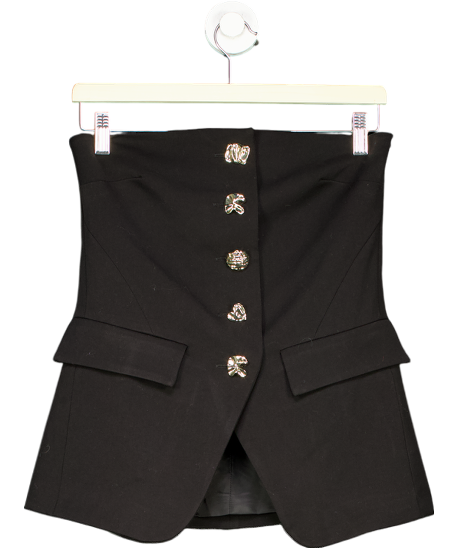 Anthropologie Black Button Detail Front Bandeau Top UK 8