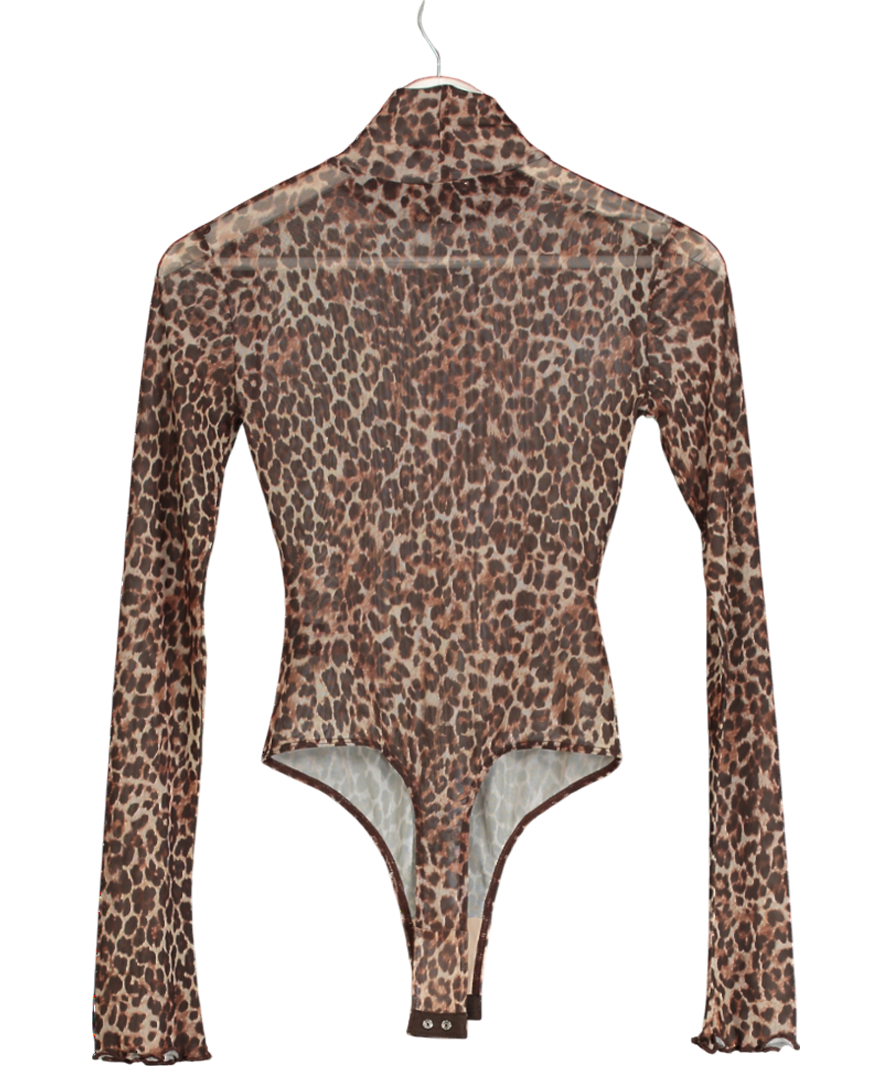 NBD Brown Mira Sheer Bodysuit UK XS