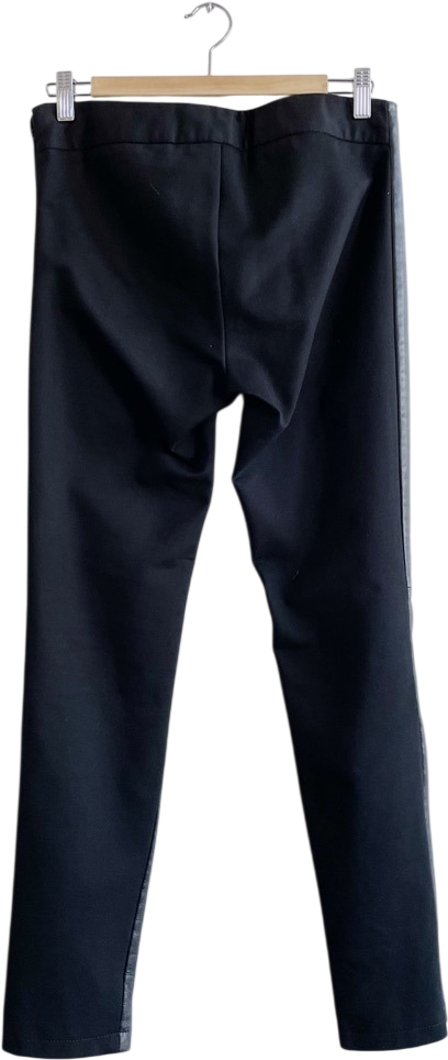 M&S Black Autograph Real Leather Front Ponte Skinny Trousers UK 8