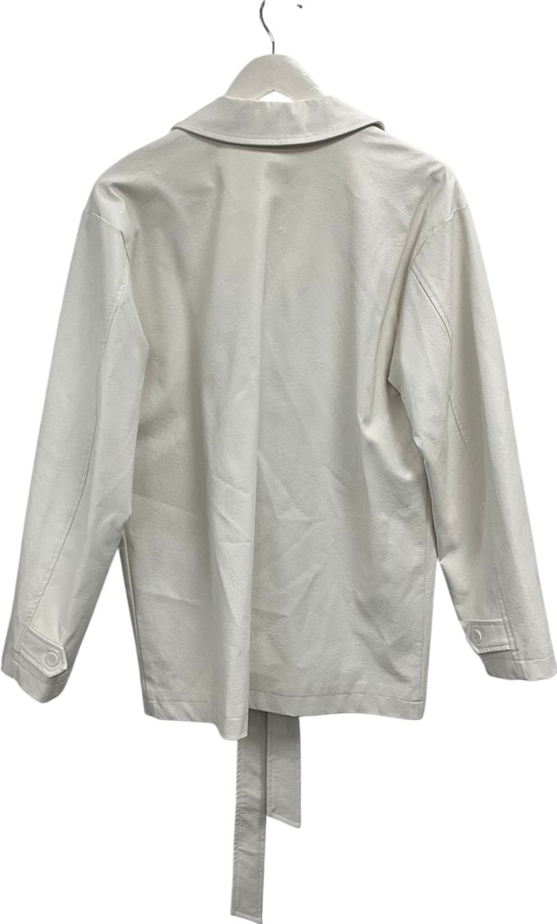 Nasty Gal Cream Faux Leather Jacket UK 6