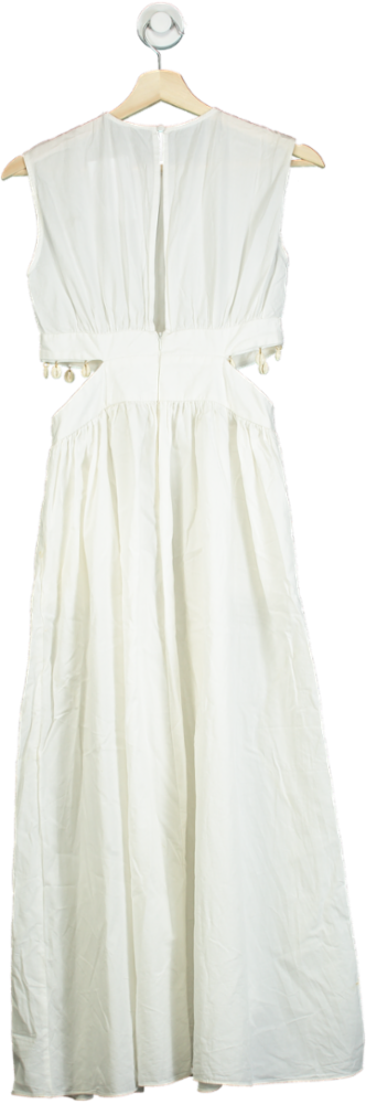 River Island White Sleeveless Maxi Dress with Cut Out Detail UK 6