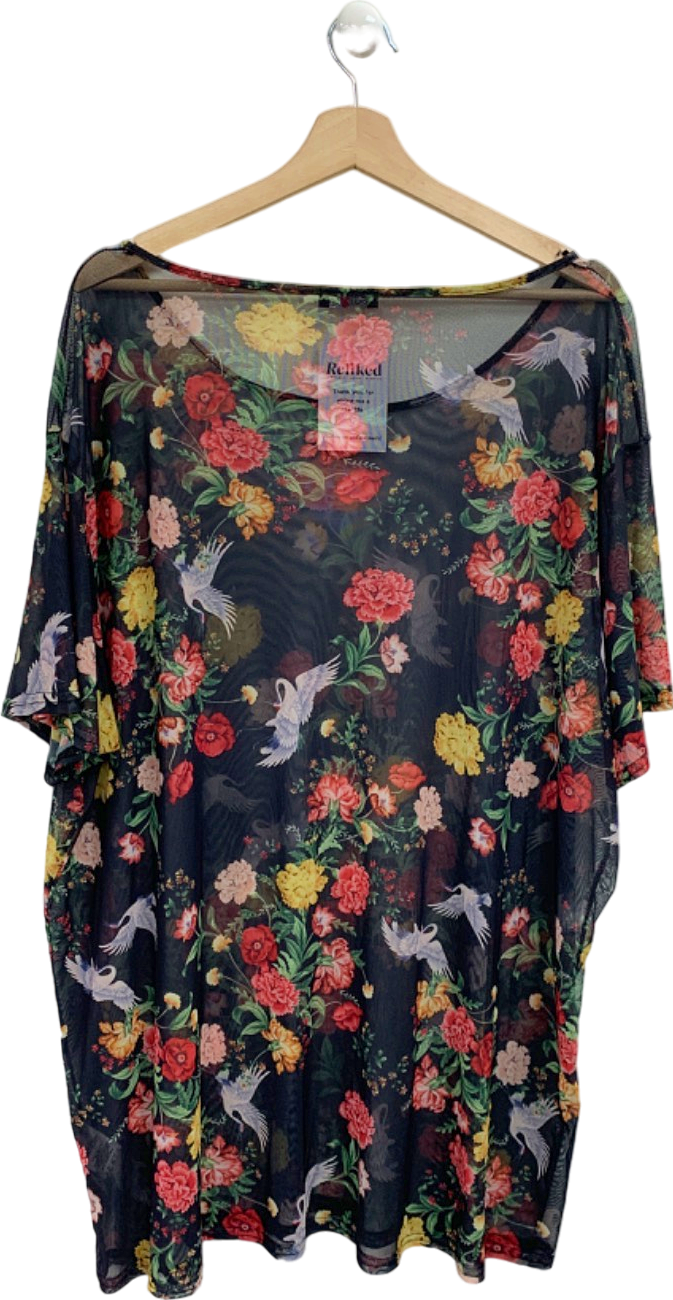 Yours Black Floral Mesh Top UK 26/28