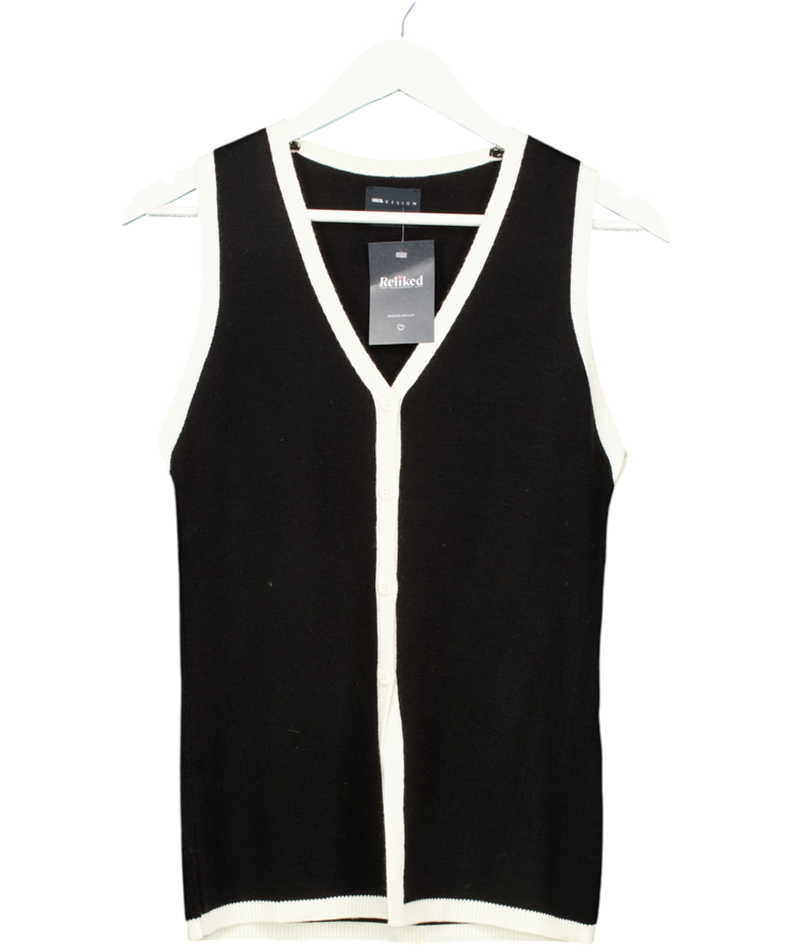 ASOS Knitted Longline V Waistcoat In Black UK S