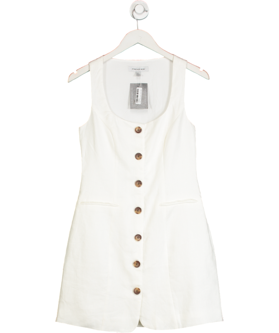 forever 21 White Linen Caprice Scoop-neck Mini Dress UK 8