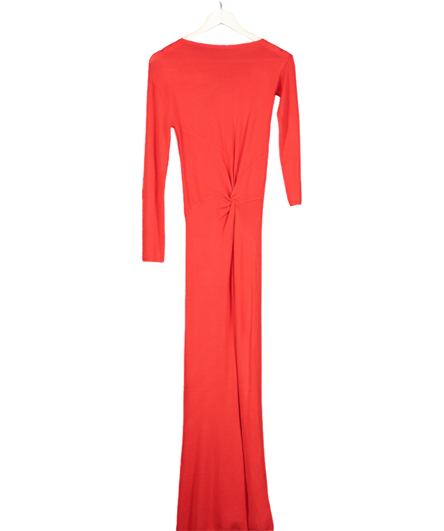 Karen Millen Red Petite Viscose Blend Twist Knot Knitted Maxi Dress UK XXS-XS