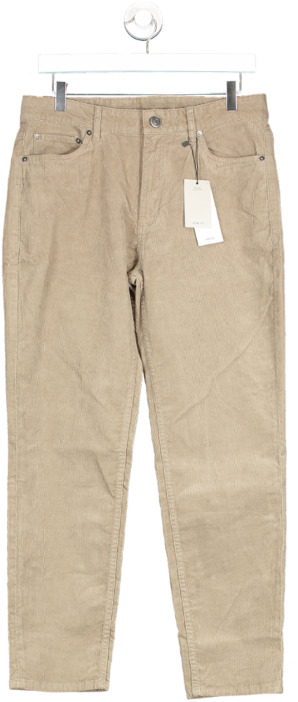MANGO Beige Micro-corduroy Slim-fit Trousers BNWT W31