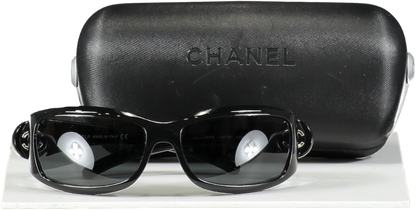 Chanel 6030 Black /silver Cc Logo Arm Sunglasses