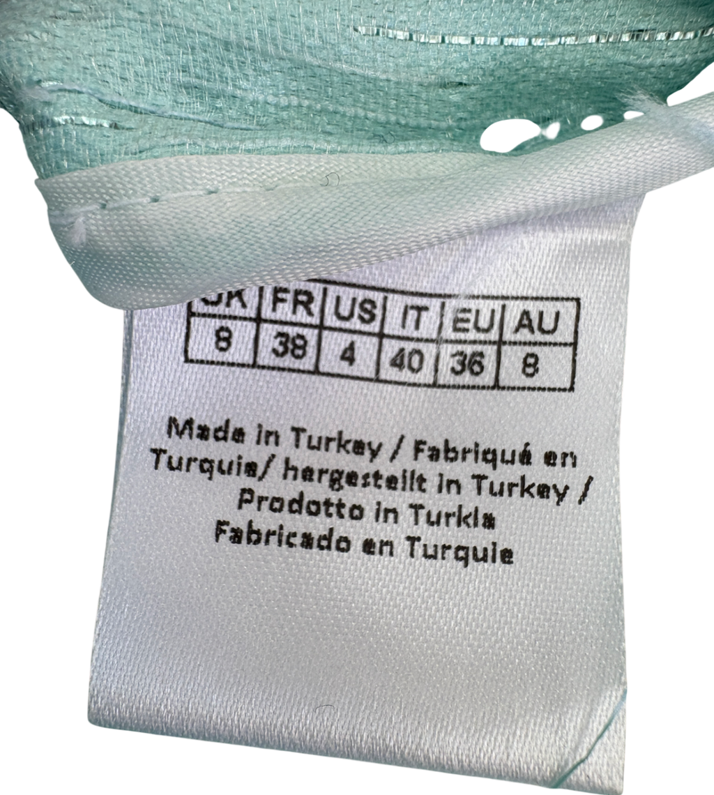 Rotate Birger Christensen Blue Gloria Off Shoulder Feather Dress UK 8