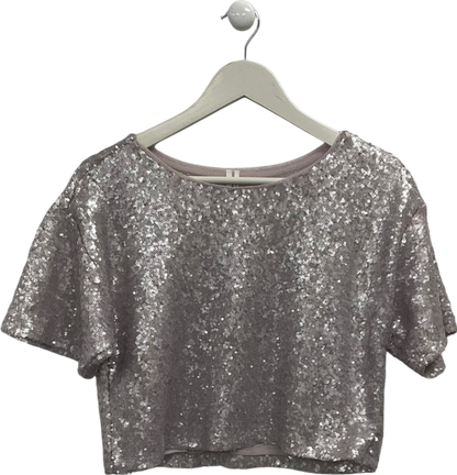 Anthropologie Metallic Maeve Sequin T Shirt UK XS