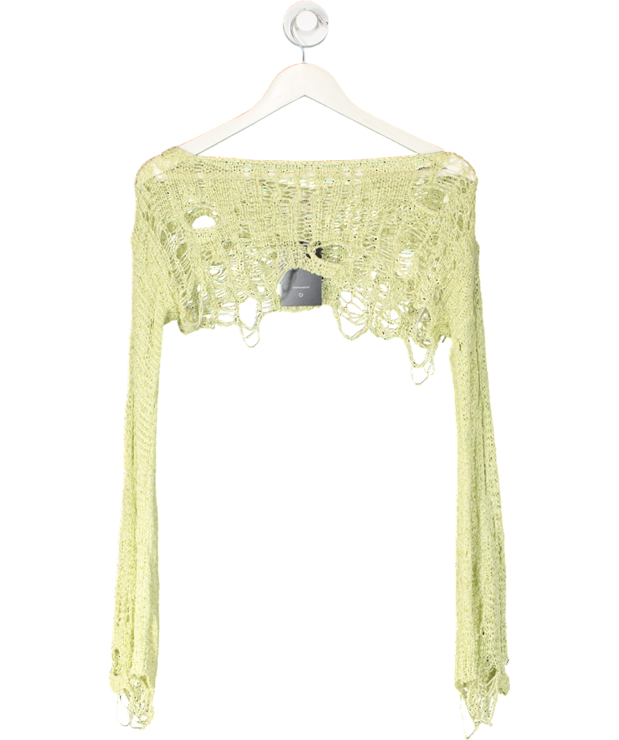 Urban Outfitters Green Cropped Distressed Crochet Top UK S