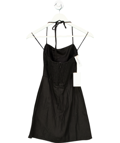 Aritzia Black Credenza Linen Dress UK XXS