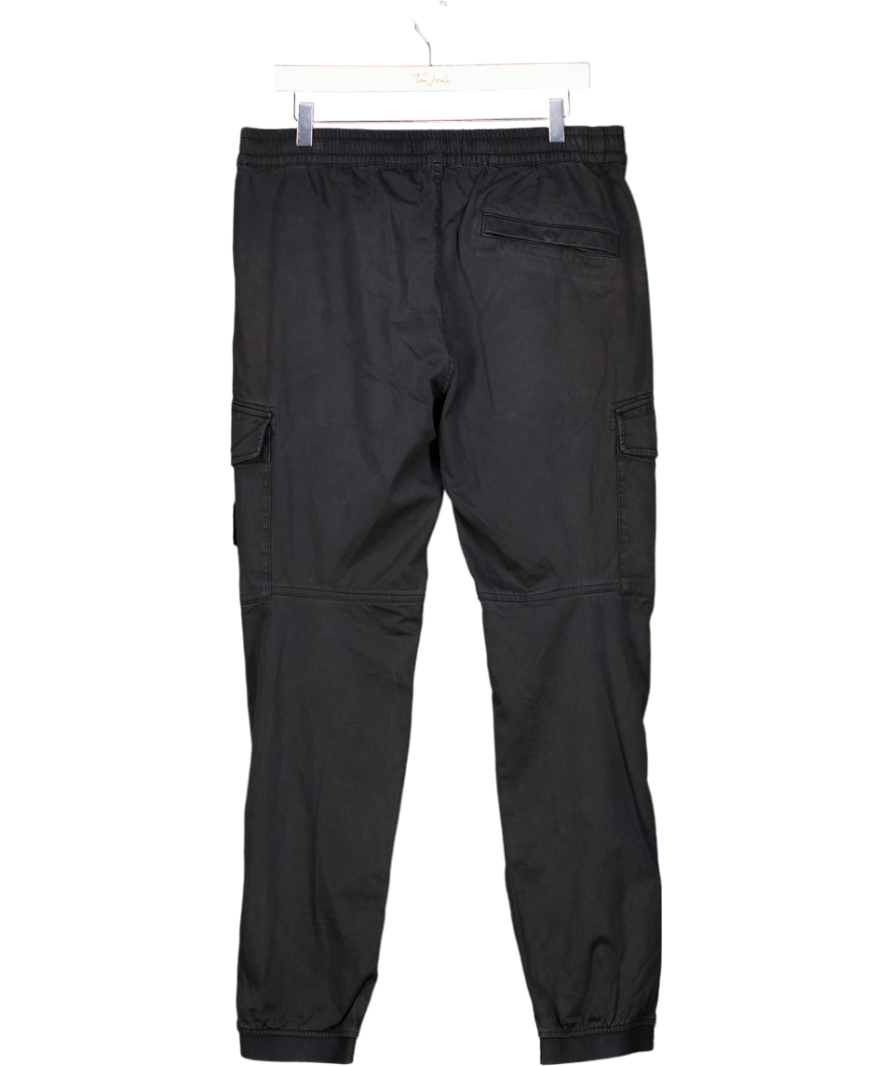 Stone Island Black Stretch Cotton Tela 'paracadute' Cargo Trousers W34