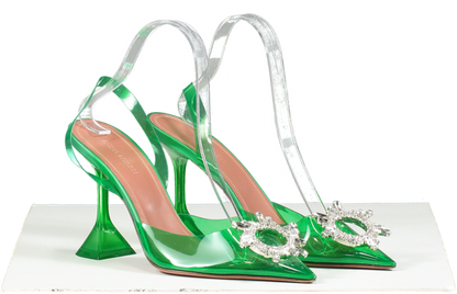 Amina Muaddi Begum Glass Heel In Emerald Green UK 5.5 EU 38.5 👠