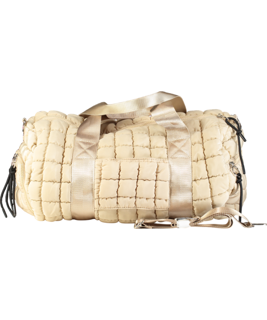 Free People Beige Quilted Duffel Bag