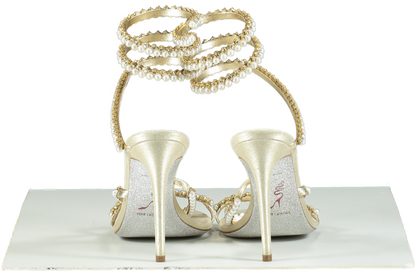 René Caovilla Cleo Pearl-Embellished Sandals UK 6 EU 39 👠