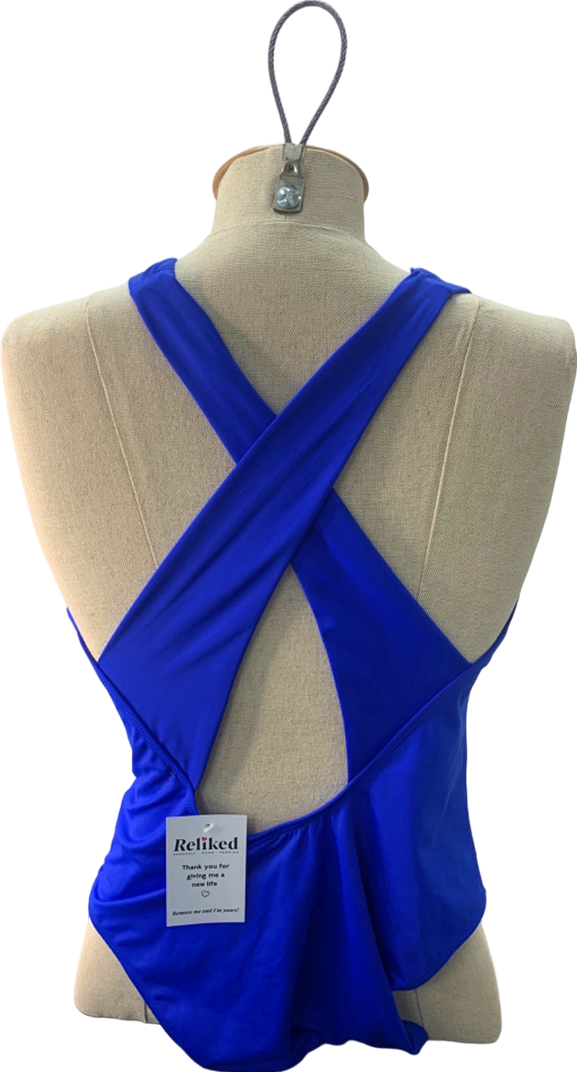 V By Very Blue Cross-Back Wrap Swimsuit UK Size 18