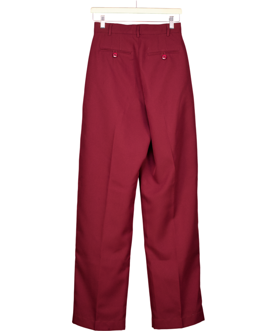 Tolu Coker Red Pleated Grain De Poudre Wide Leg Trousers UK S