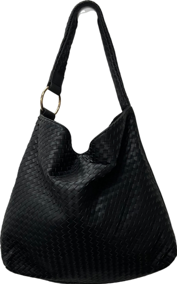 River Island Black Woven Slouch Tote Bag