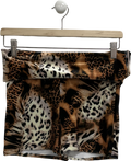 Kasela Brown Velvet mini Shorts In Leopard UK M