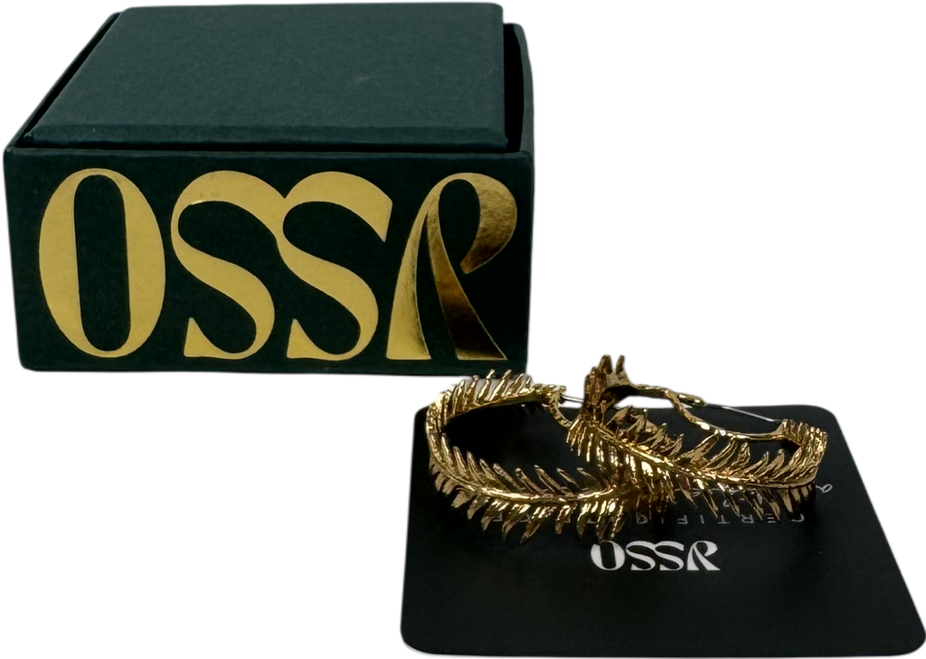 OSSR Metallic Feather Hoop Earrings One Size