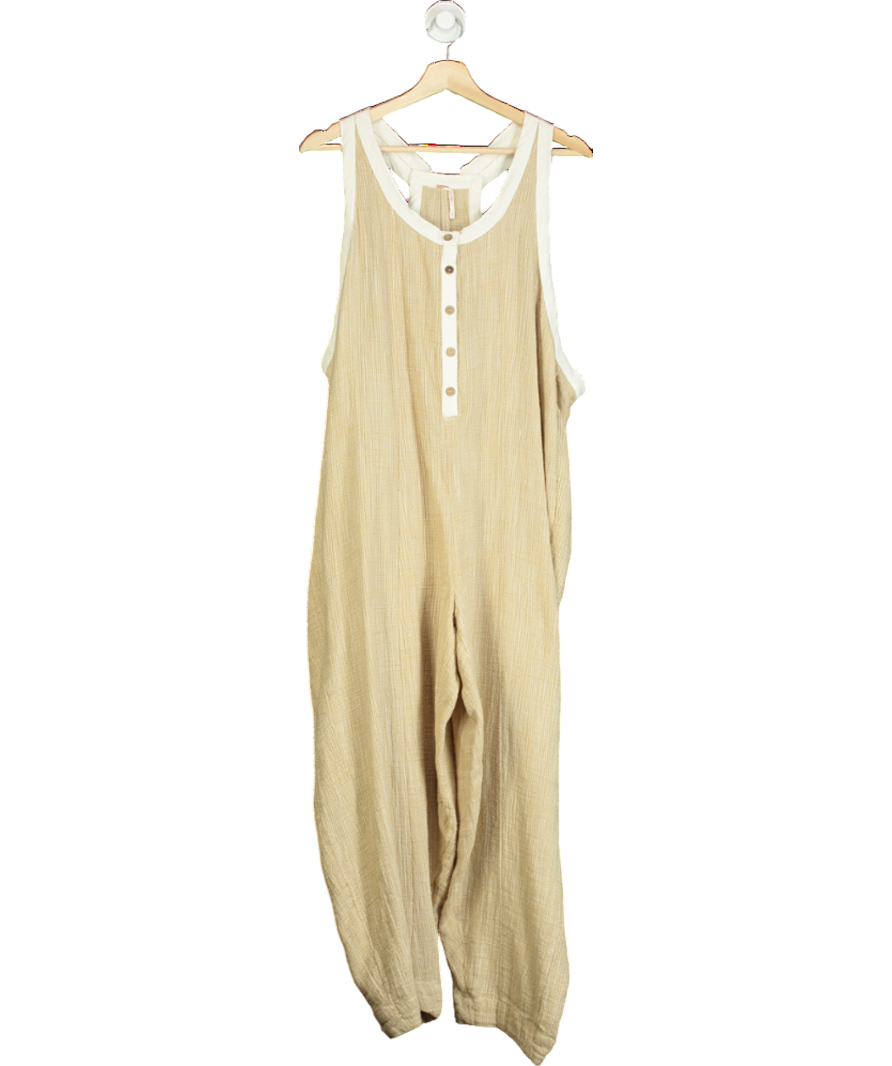 Free People Beige Coastal Cruisin' Jumpsuit UK XS