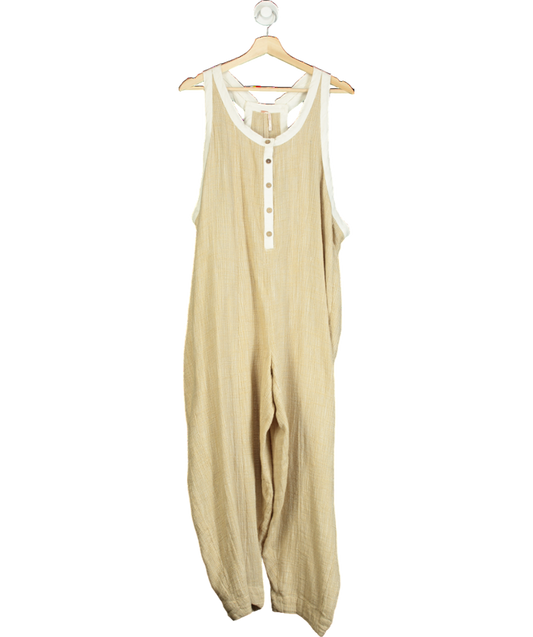 Free People Beige Coastal Cruisin' Jumpsuit UK XS