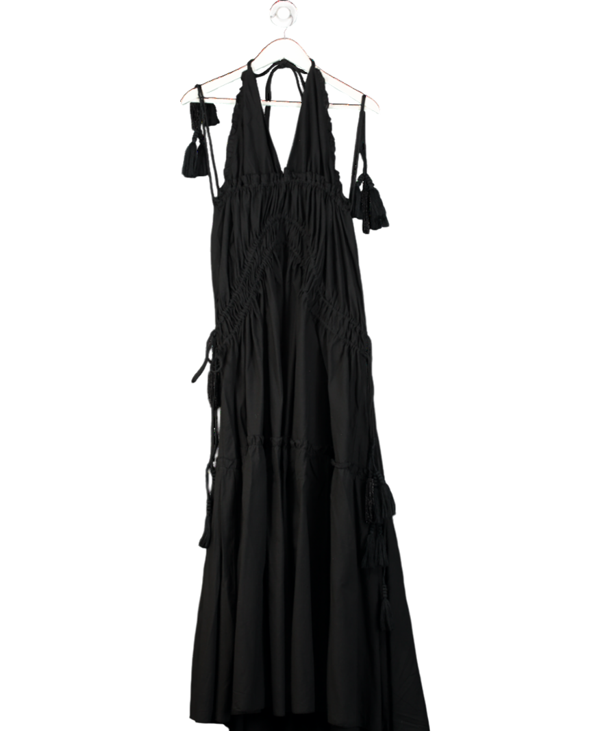 H&M Studio Collection Black Drawstring-detail Halterneck Dress UK M